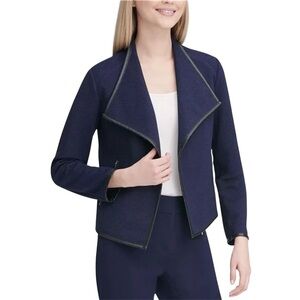 Calvin Klein Navy Blue Diamond Textured Open Front Jacket Size M